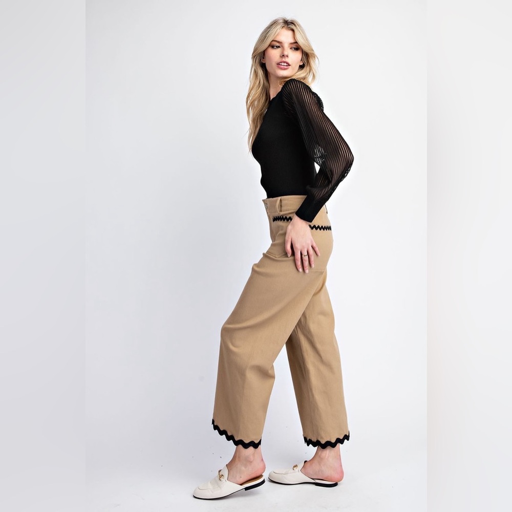 Ric Rac Trim Soft Wash Wide Leg Pants - eesome - Picture 3 of 7